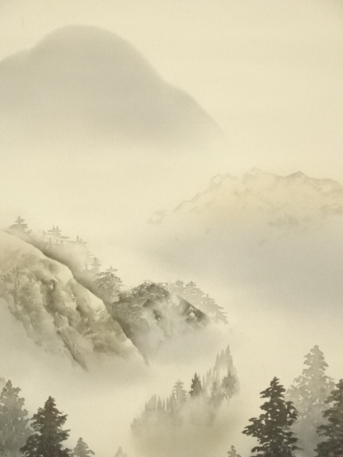 掛け軸　茶掛　村瀬晃甫　山水絵　肉筆　茶道具　茶道　インテリア 掛け軸 茶掛 村瀬晃甫 山水絵 肉筆 茶道具 茶道 インテリア